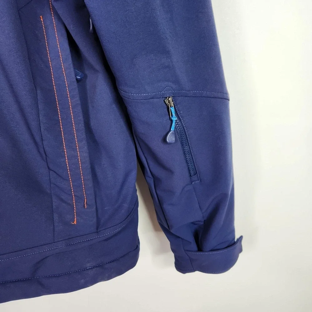 MOUNTAIN HARDWEAR Cutaway Jacket Mens Large Blue Insulated Softshell Hooded Ski